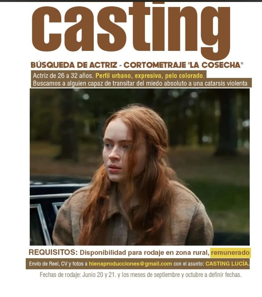 Búsqueda de actriz - cortometraje "La cosecha"