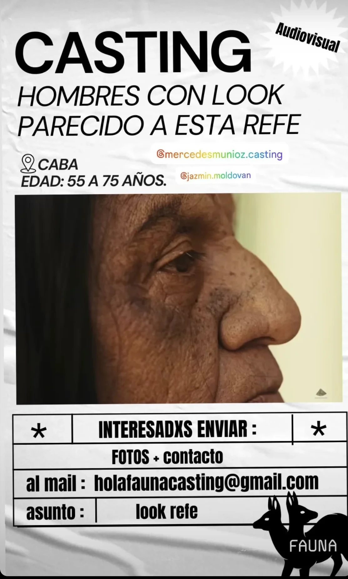 Casting audiovisual hombres con look parecido a esta refe