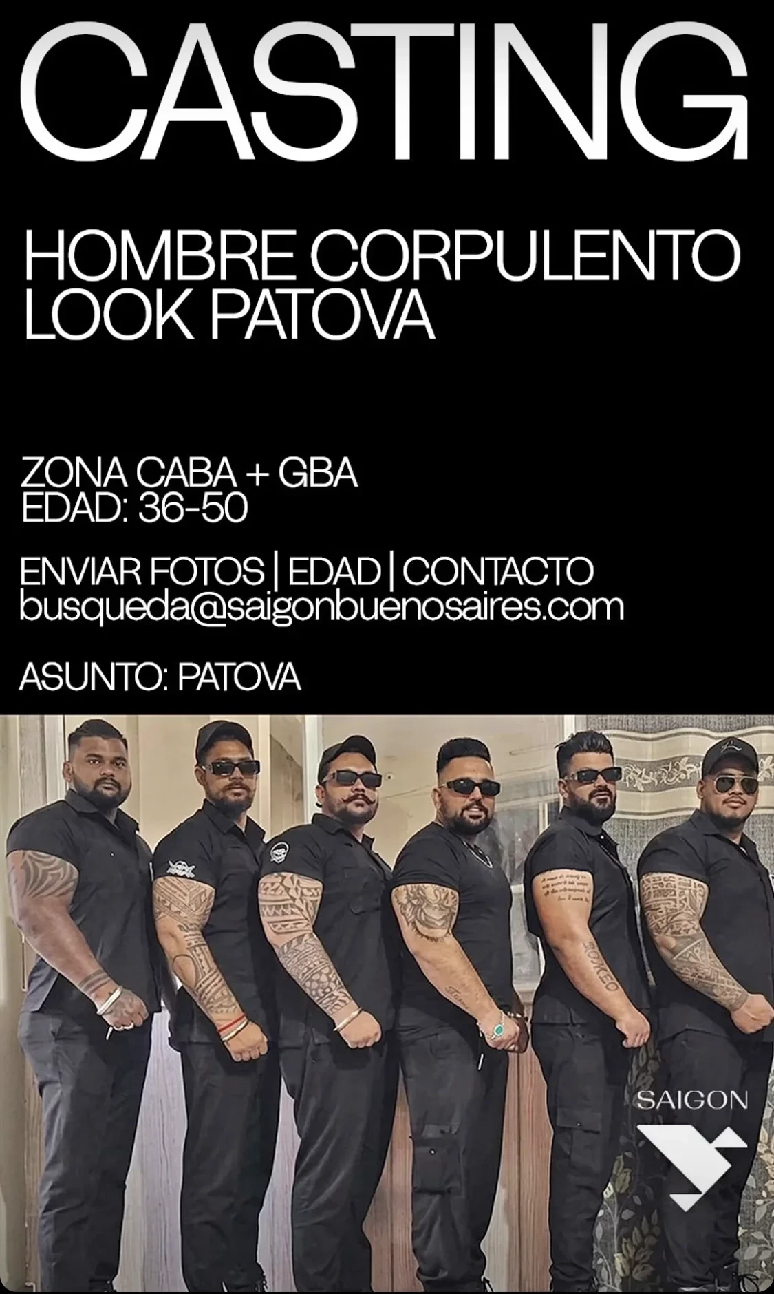 Casting para hombre corpulento look patova