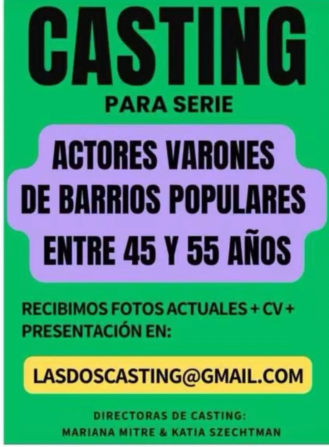 Casting para serie de actores varones