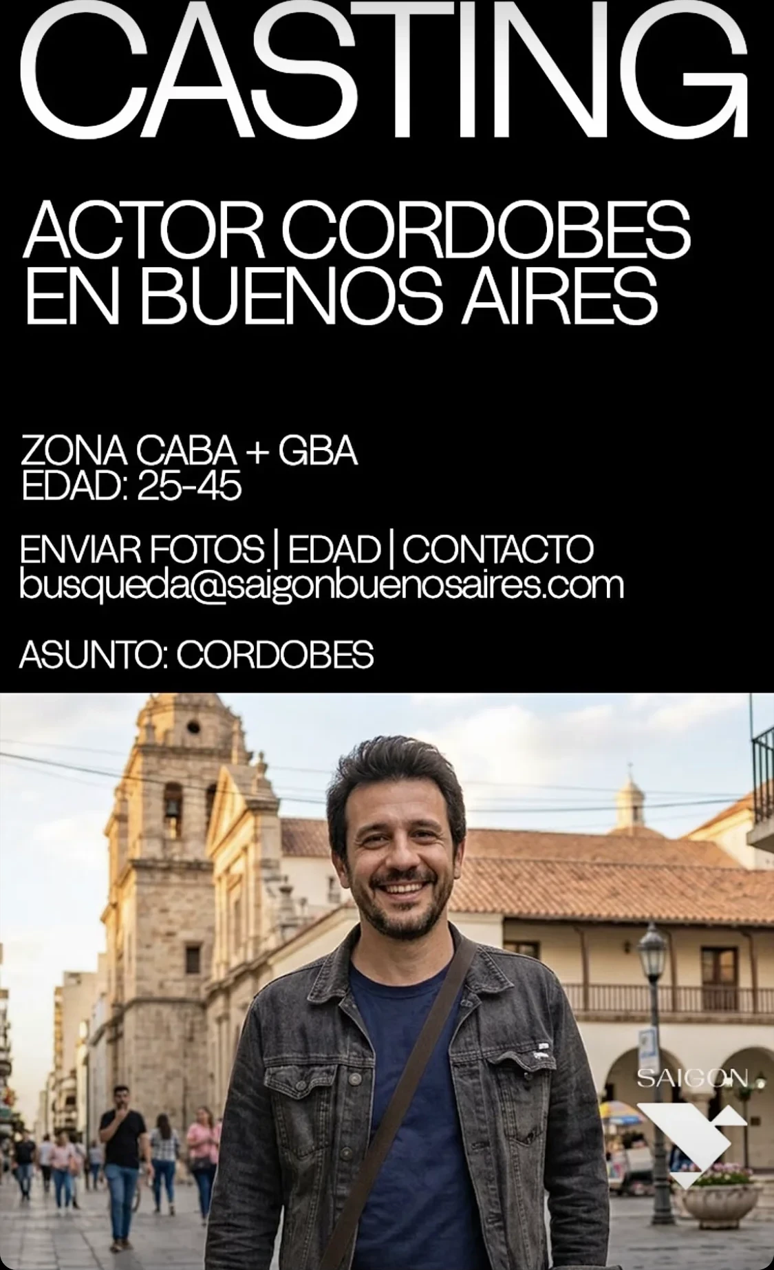 Casting para actor cordobés en Buenos Aires