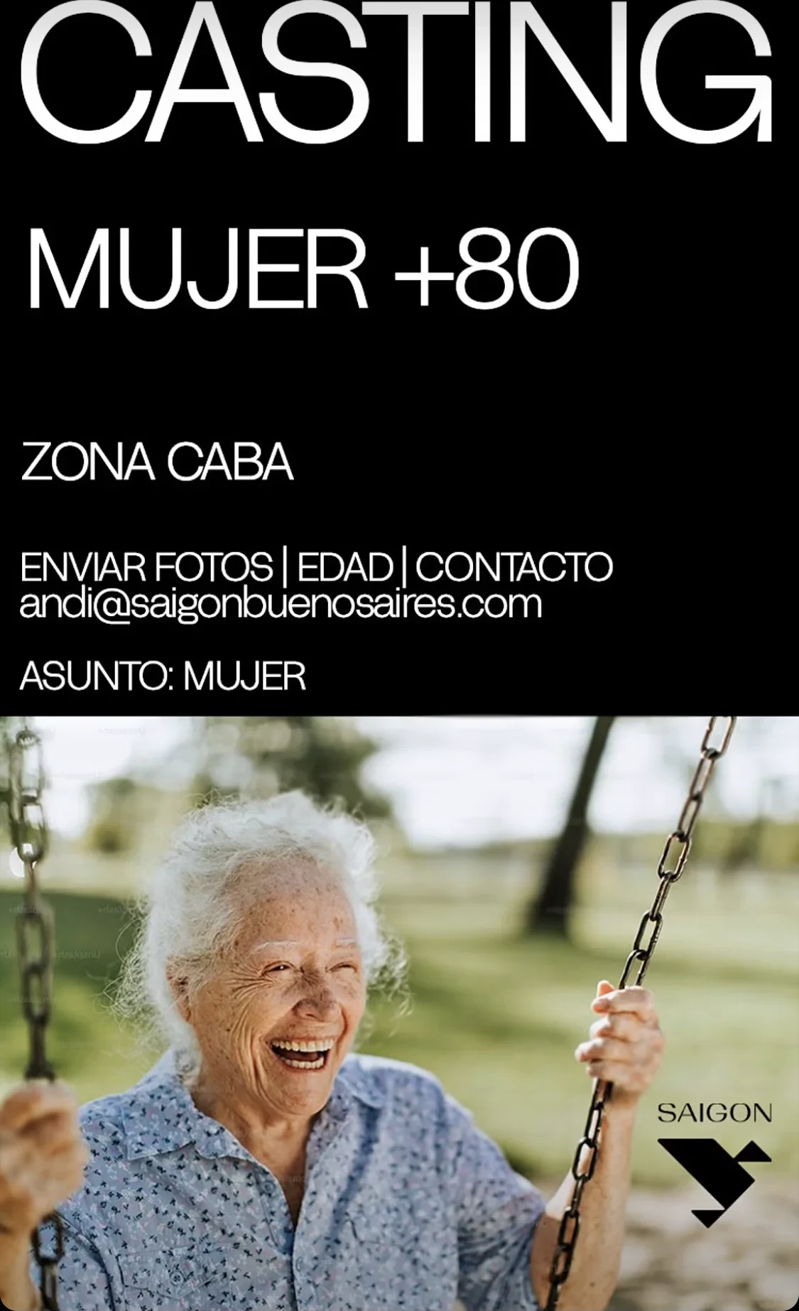 Casting mujer mayor de 80 años en CABA