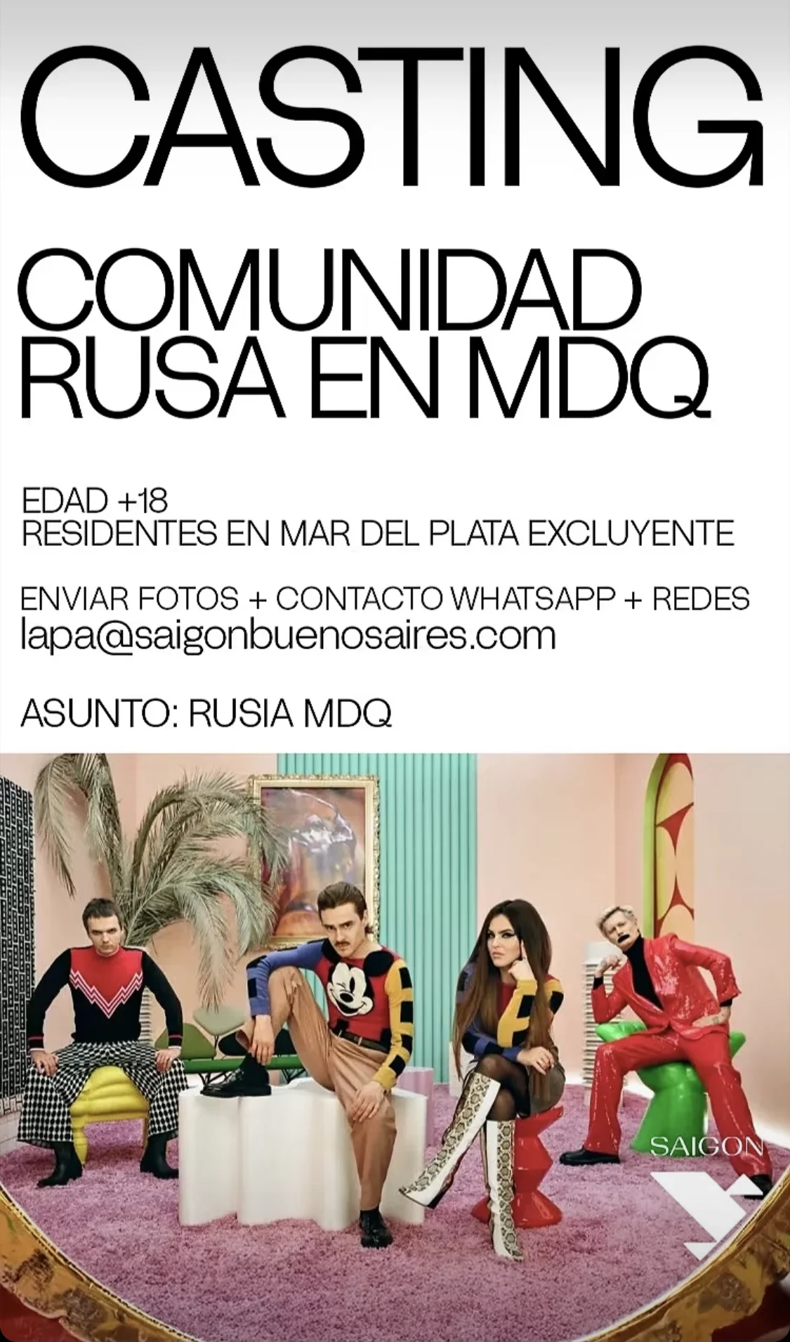 Casting para comunidad rusa en Mar del Plata