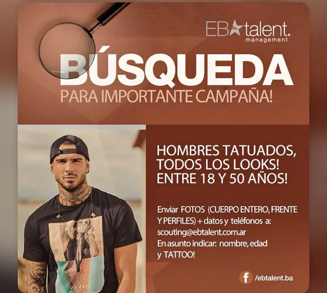 Búsqueda de hombres tatuados para campaña