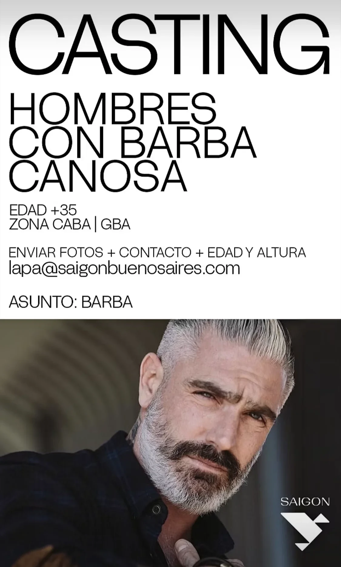 Casting de hombres con barba canosa