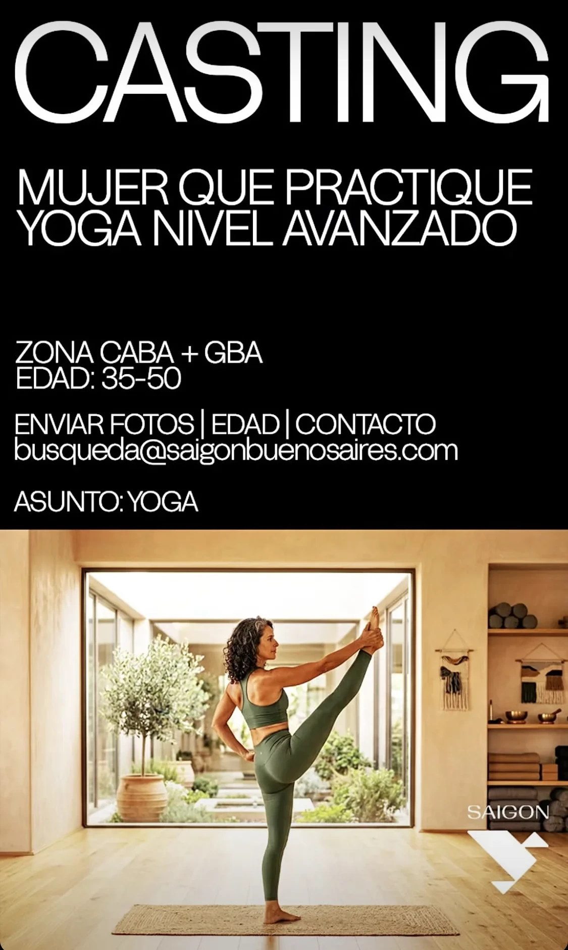Mujer que practique yoga nivel avanzado de 35 a 50 años
