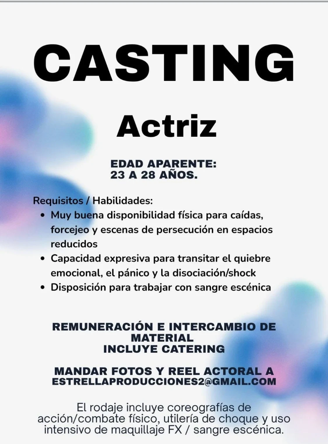 Actriz de 23 a 28 años