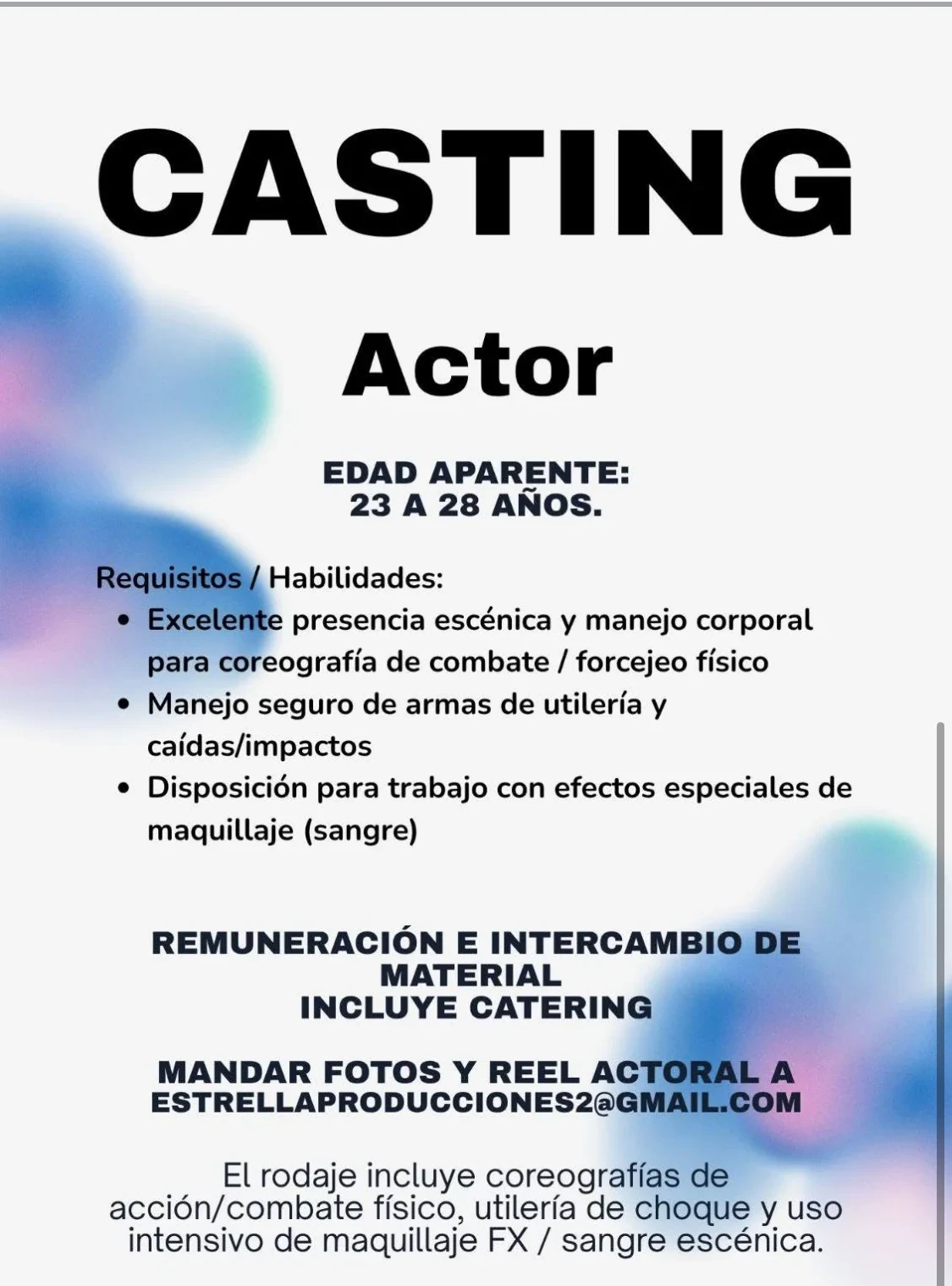 Actor de 23 a 28 años