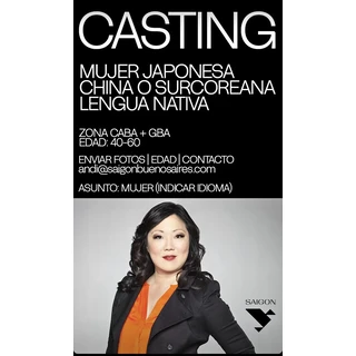 Casting para mujer japonesa, china o surcoreana