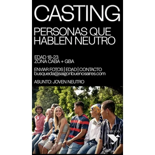 Personas que hablen neutro de 18 a 23 años