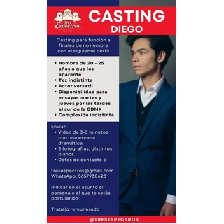 Actor de 20 a 25 años o que lo aparente