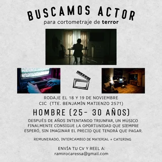 Actor de 25 a 30 años para cortometraje de terror