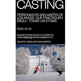 Casting personas en San Martín de los Andes que practiquen esquí