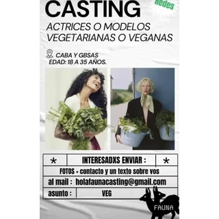 Casting de actrices o modelos vegetarianas o veganas